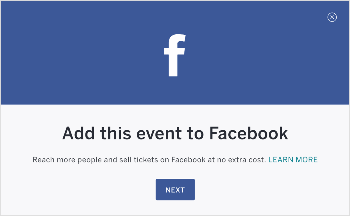 Once your Eventbrite event is set up, publish it and add it to Facebook.