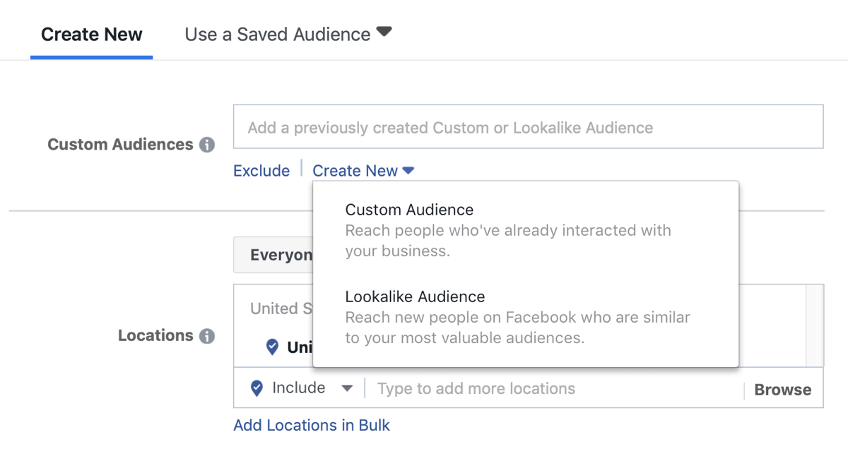 Варианты использования настраиваемой аудитории или аналогичной аудитории для ведущей рекламной кампании Facebook.