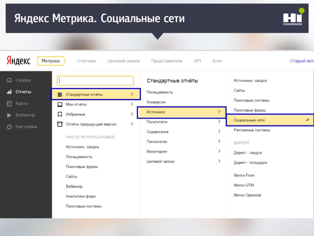 Yandex Metrics social network