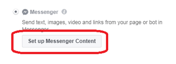 If you chose Messenger as the destination for your ad, click Set Up Messenger Content.