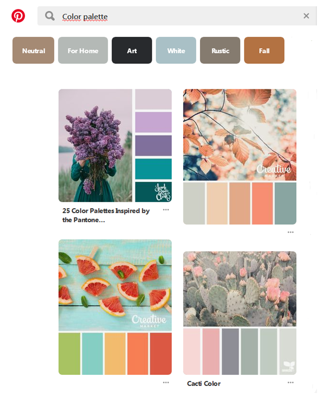Зайти на Pinterest и ввести в поиск «Color palette»