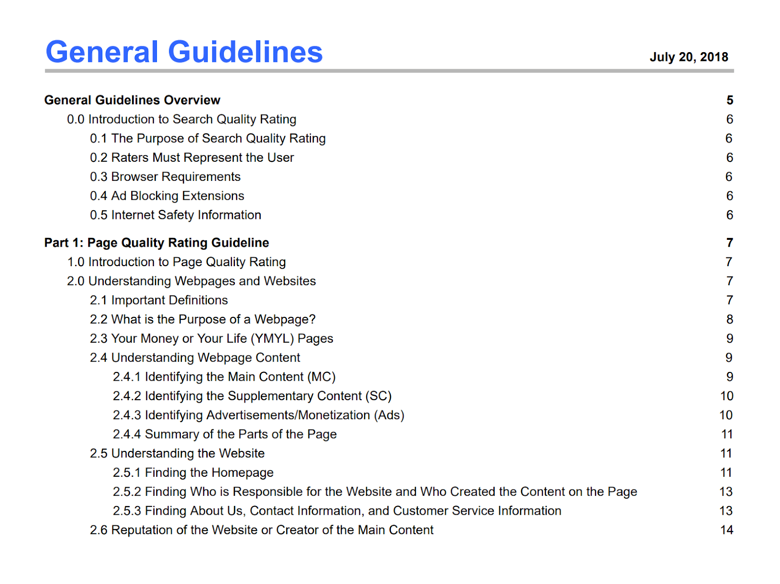 Google quality rater guidelines