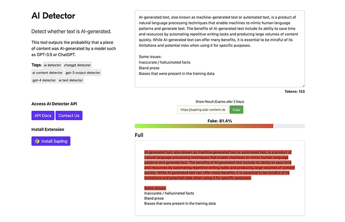 AI Detector (Sapling)